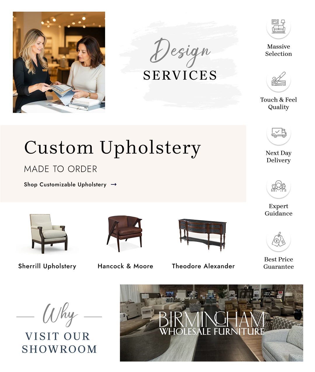 Full-length view of the redesigned Birmingham Wholesale homepage