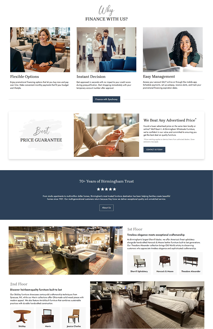 A page from the redesigned Birmingham Wholesale website