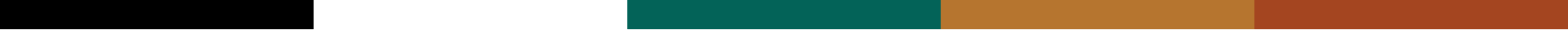 The Bynx brand color palette: black, white, green, ochre, and rust
