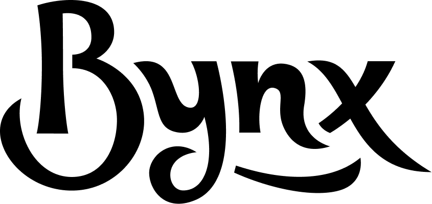 The final hand-lettered Bynx logo in black