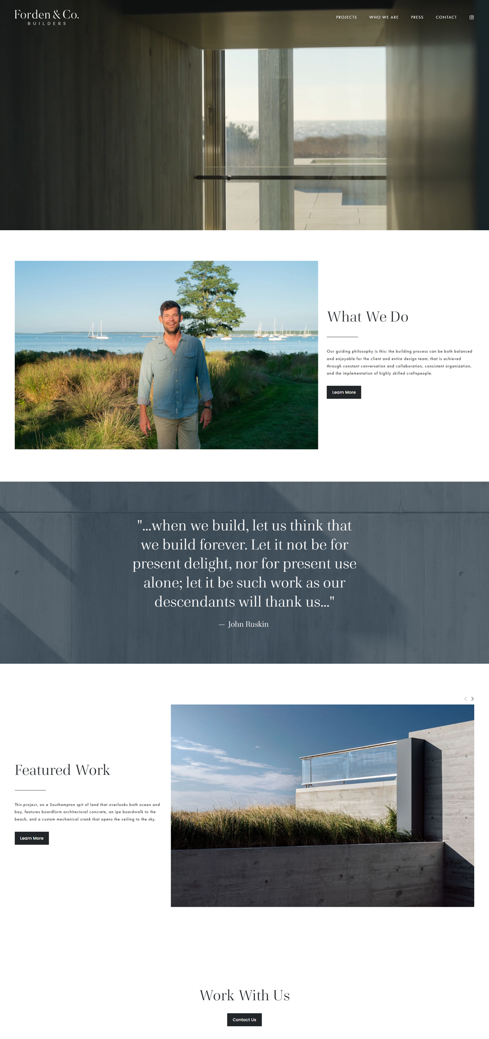 The complete redesigned Forden & Co homepage