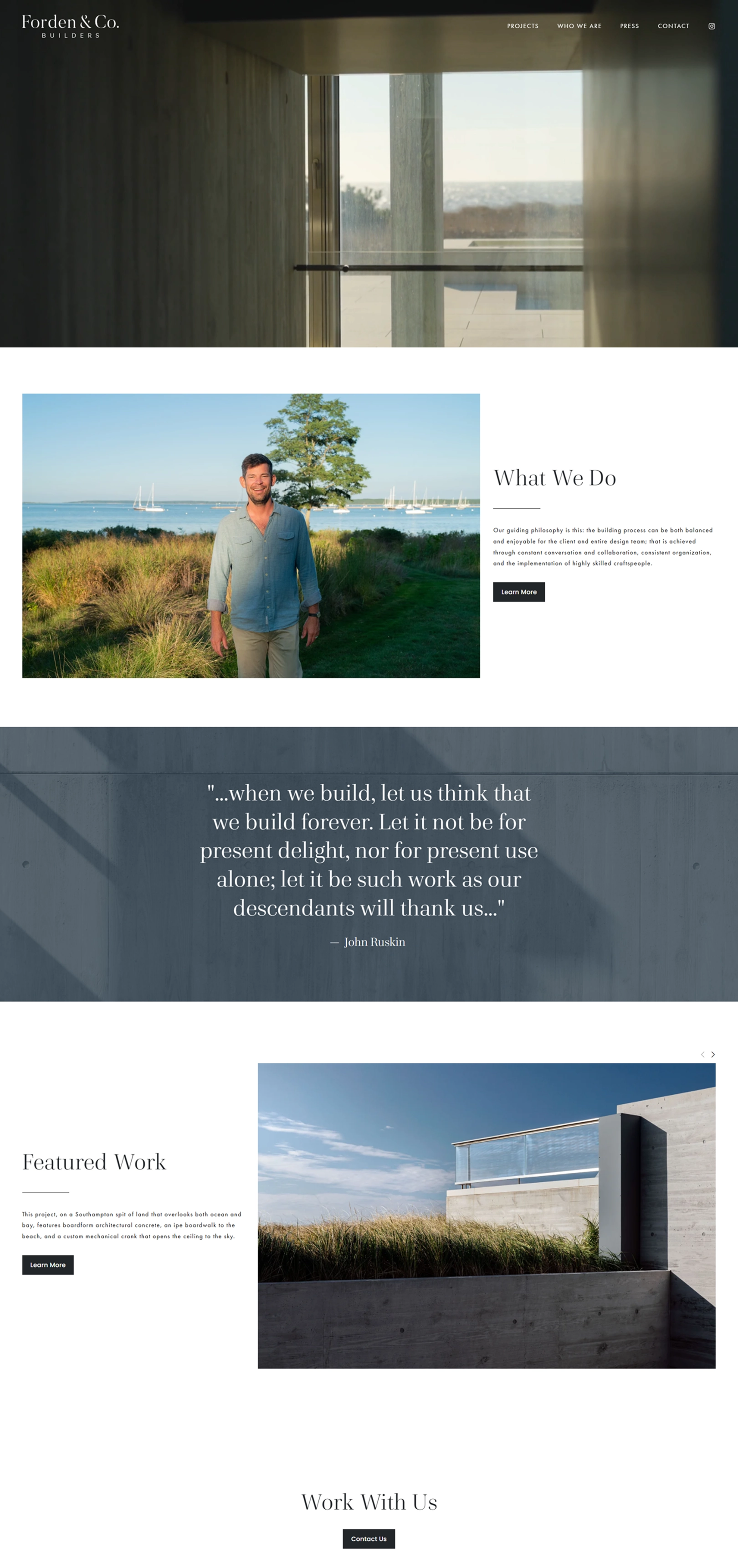 The complete redesigned Forden & Co homepage