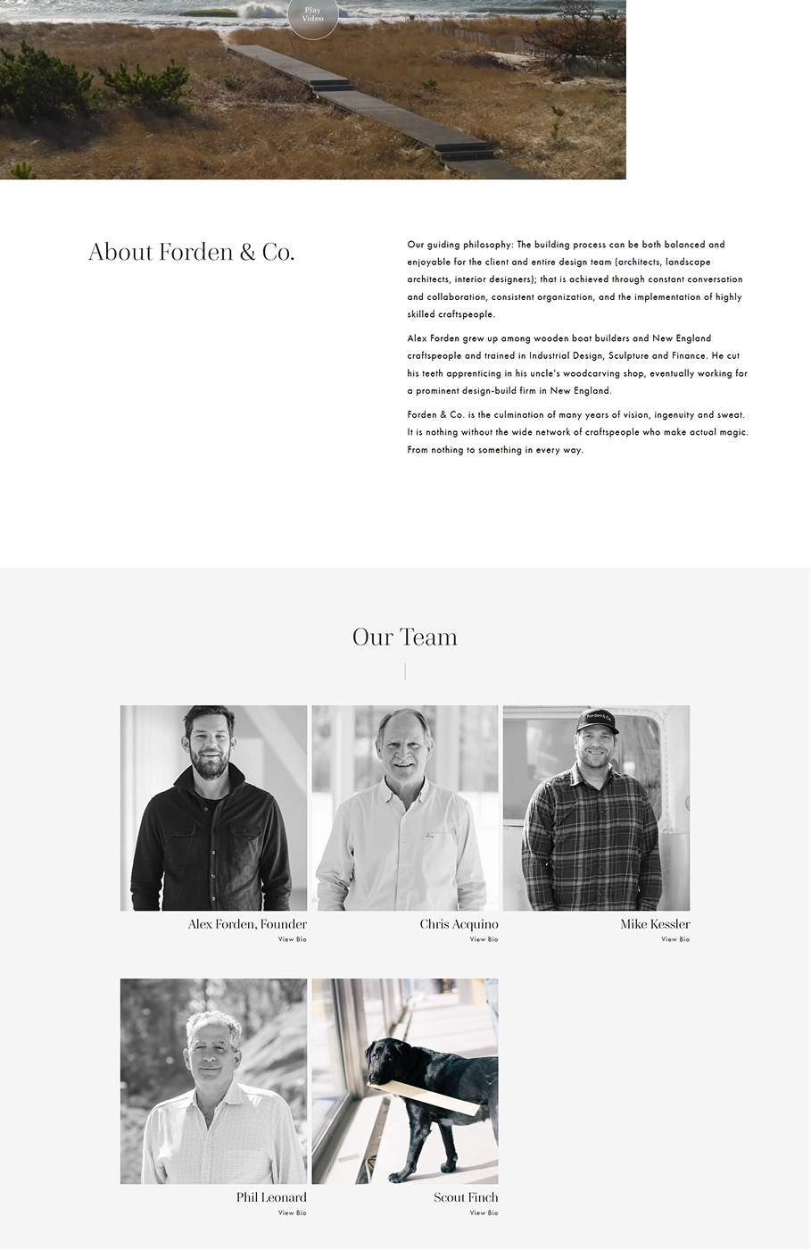 The Forden & Co about page with the Our Team section