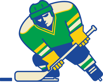 Illustrated icon of a hockey player