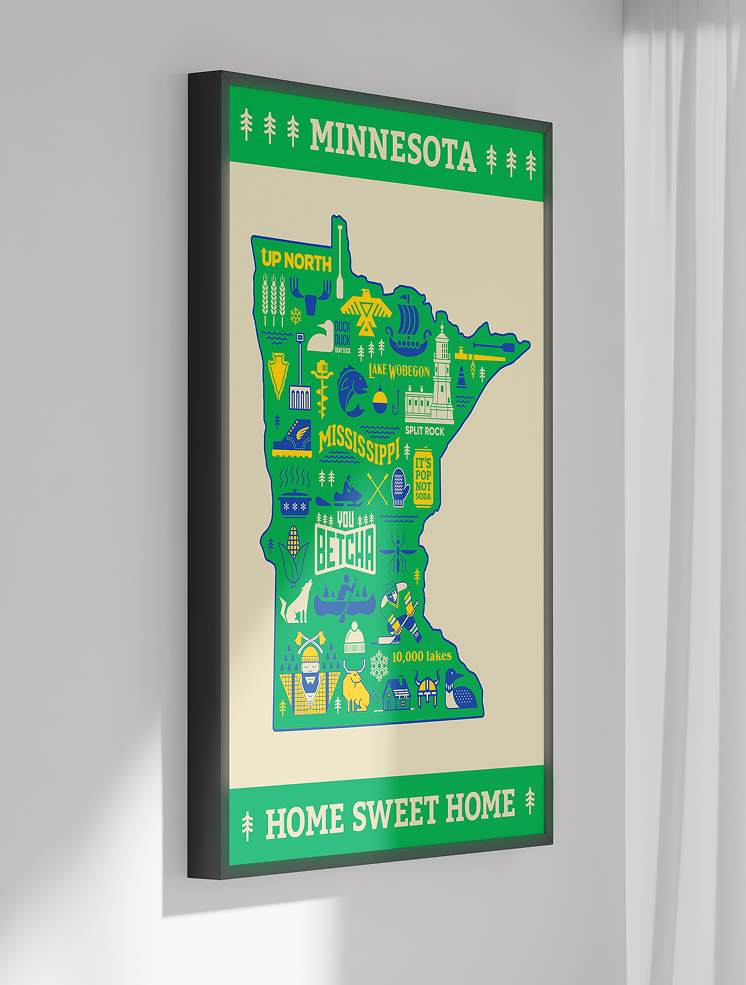The Minnesota Icons poster displayed on a wall