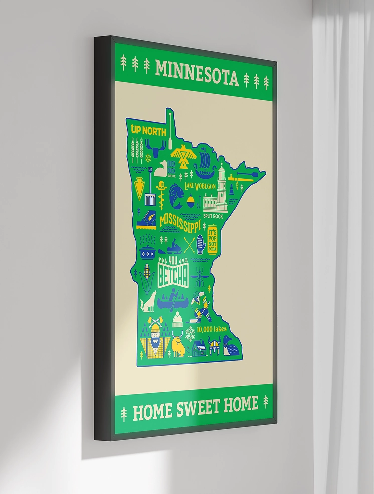 The Minnesota Icons poster displayed on a wall